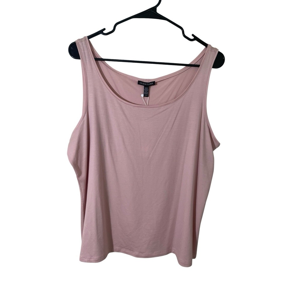 Eileen Fisher Slim Shell Pink Tank XL NWT Tencel Boat Neck  Minimalist Capsule